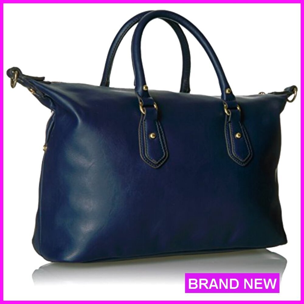 Adjustable Vegan Leather Crossbody Satchel with Top Handles, Lightweight Travel - Picture 3 of 6